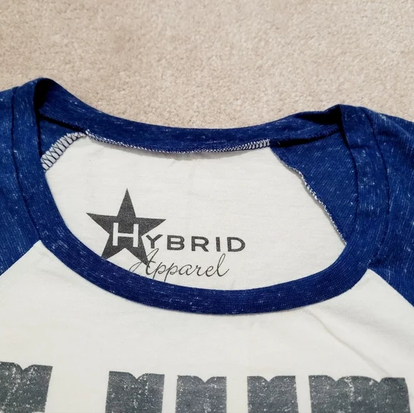 Hybrid Apparel Raglan 3/4 Sleeve T-shirt 100% Cotton LIVE FREE FLAG Women Size S - Picture 9 of 9